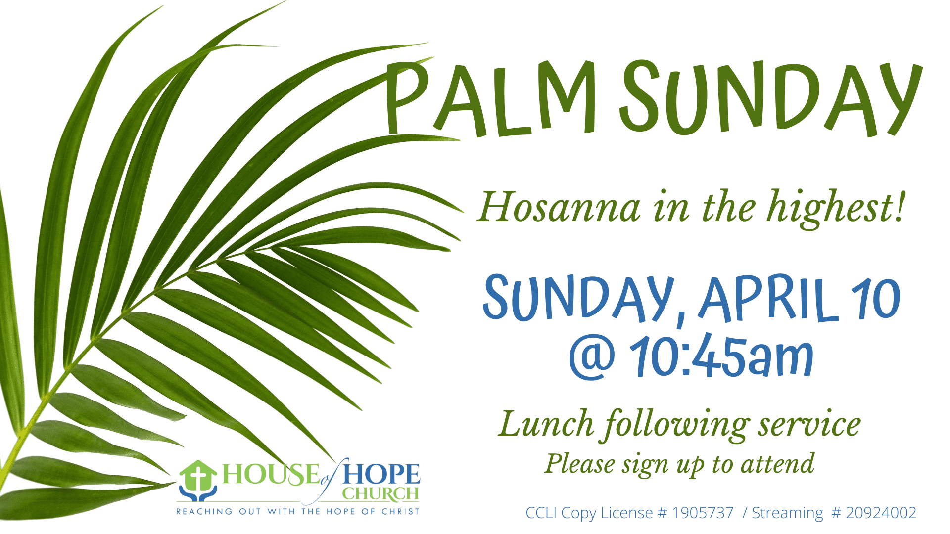 PALM SUNDAY SERVICE